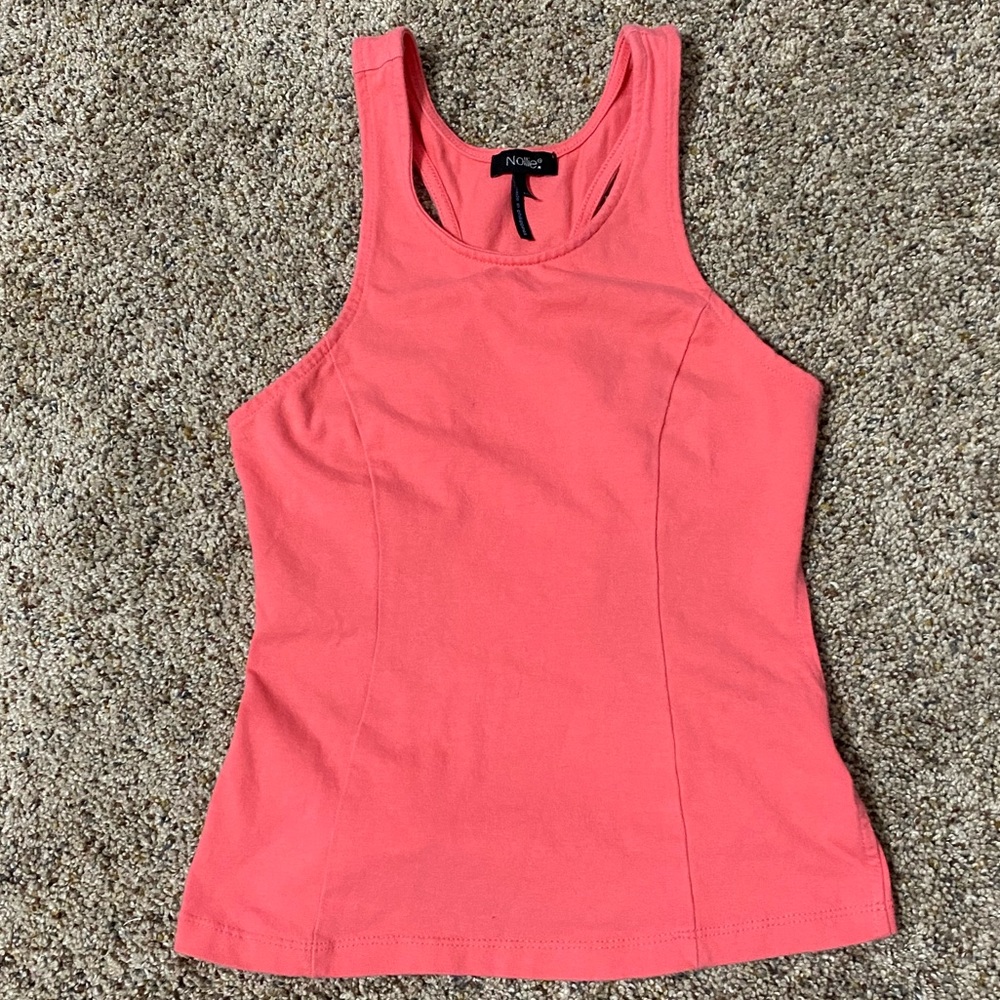 Pinkish-Orange Workout Top with Back Cutouts
